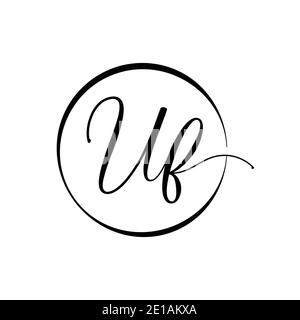 Initial UF letter Logo Design vector Template. Abstract Script Letter UF logo Design Stock Vector