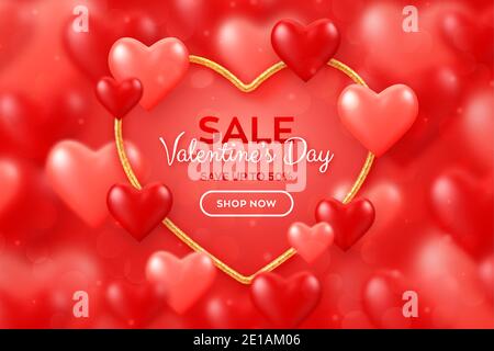 Valentines Day Banner For Greeting Cards Wedding Invitation Gift Packages  Heart Flying Frame Celebration Backdrop Bright Pink Hearts Confetti Falling  On White Background Vector Illustration Stock Illustration - Download Image  Now - iStock