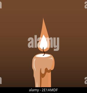 Burning paraffin candle in the dark. A spark of flame. Vector illustration. Stock Vector