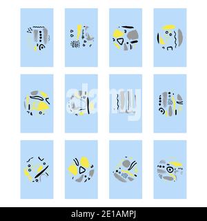 Set of bohemian abstract social media stories highlights. Boho story covers. Abstraction icons Stock Vector