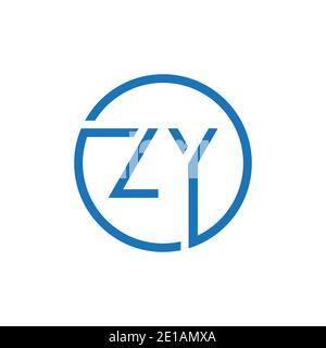 ZY Logo Design Vector Template. Initial Circle Letter ZY Vector Illustration Stock Vector