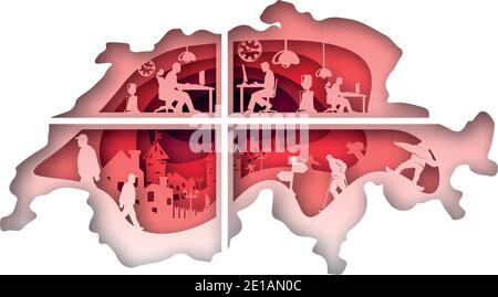 Vector Switzerland in paper art style Stock Vector