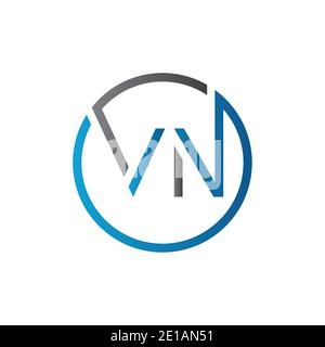 Initial Circle VN Letter Logo Creative Typography Vector Template. Creative Letter VN Logo Vector. Stock Vector