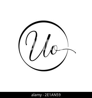 Initial UO letter Logo Design vector Template. Abstract Script Letter UO logo Design Stock Vector