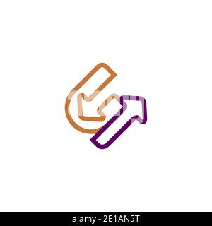 CI Letter and two arrows logo design template, suitable for Exporting and Importing company Stock Vector