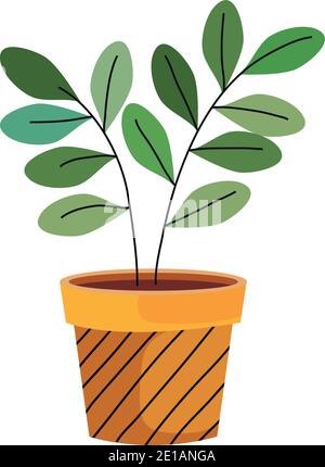 ceramic garden pot with stripes decorative vector illustration design ...