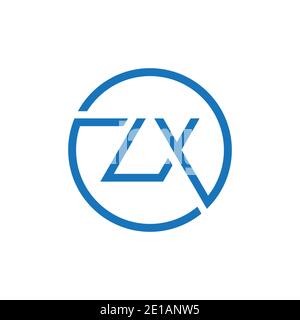 ZX Z X Letter Modern Logo Design with Swoosh Cutting the Middle