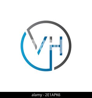 Initial Circle VH Letter Logo Creative Typography Vector Template. Creative Letter VH Logo Vector. Stock Vector