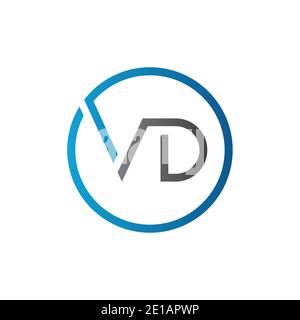 Initial Circle VD Letter Logo Creative Typography Vector Template. Creative Letter VD Logo Vector. Stock Vector