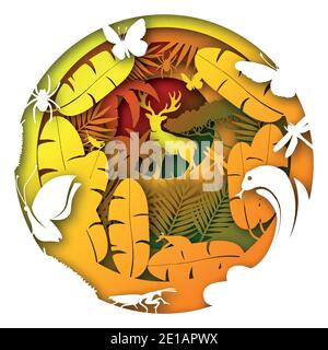 Vector nature in paper art style Stock Vector