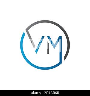 Initial Circle VM Letter Logo Creative Typography Vector Template. Creative Letter VM Logo Vector. Stock Vector