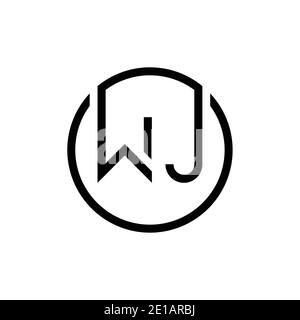 Initial Circle Letter WJ Logo Design Vector Template. Initial Linked Letter WJ Logo Design Stock Vector