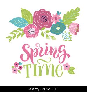 Holiday card with the inscription - spring time Stock Vector