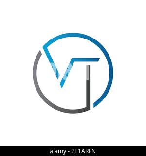 Initial Circle VT Letter Logo Creative Typography Vector Template. Creative Letter VT Logo Vector. Stock Vector