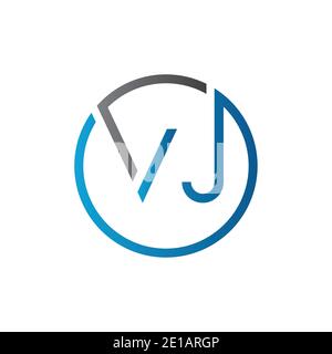Initial Circle VJ Letter Logo Creative Typography Vector Template. Creative Letter VJ Logo Vector. Stock Vector
