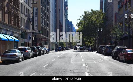 Portland, Oregon - 0ct, 26, 2020: Editorial image - General View of 3rd ave. downtown Portland in the fall. Stock Photo