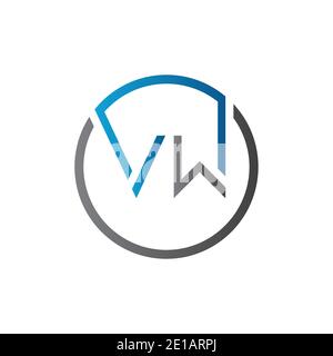 Initial Circle VW Letter Logo Creative Typography Vector Template. Creative Letter VW Logo Vector. Stock Vector
