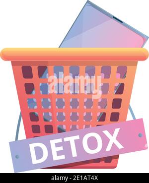 Digital detoxing basket icon. Cartoon of digital detoxing basket vector icon for web design isolated on white background Stock Vector