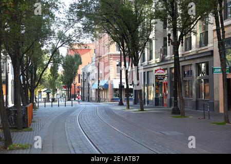 Portland, Oregon - 0ct, 26, 2020: Editorial image - General View of downtown Portland in the fall. Stock Photo
