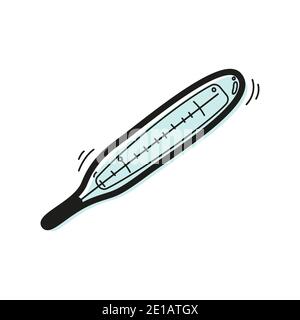 Vector linear color icon in the form medical thermometer. Stock Vector