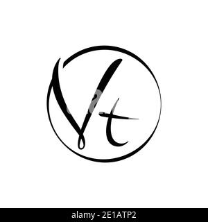 Initial VT letter Logo Design vector Template. Abstract Script Letter VT Logo Vector. Stock Vector