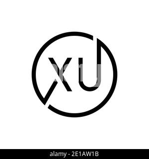 Creative Circle Letter XU Logo Design Vector Template. Initial Linked Letter XU Logo Design Stock Vector