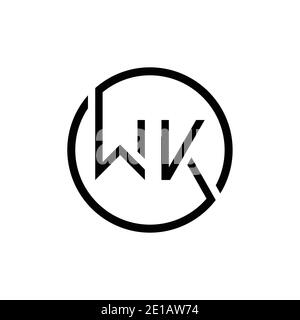 Initial Circle Letter WK Logo Design Vector Template. Initial Linked Letter WK Logo Design Stock Vector