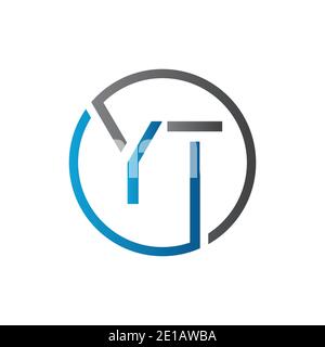 YT Logo Design Vector Template. Initial Circle Letter YT Vector Illustration Stock Vector