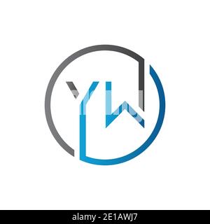 YW Logo Design Vector Template. Initial Circle Letter YW Vector Illustration Stock Vector