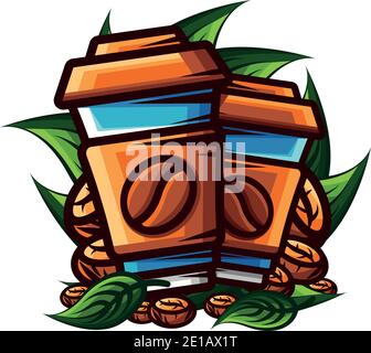 Vector coffee in sharp outline style Stock Vector