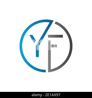 YF Logo Design Vector Template. Initial Circle Letter YF Vector Illustration Stock Vector