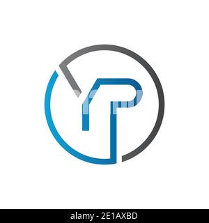 YP Logo Design Vector Template. Initial Circle Letter YP Vector Illustration Stock Vector
