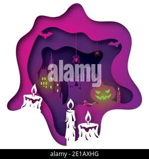 Vector halloween in paper art style Stock Vector