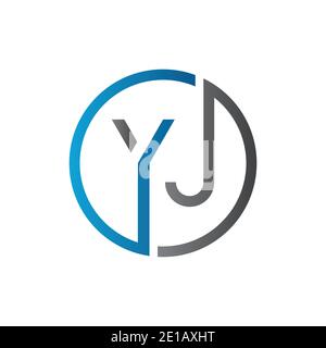 YJ Logo Design Vector Template. Initial Circle Letter YJ Vector Illustration Stock Vector