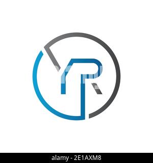 YR Logo Design Vector Template. Initial Circle Letter YR Vector Illustration Stock Vector