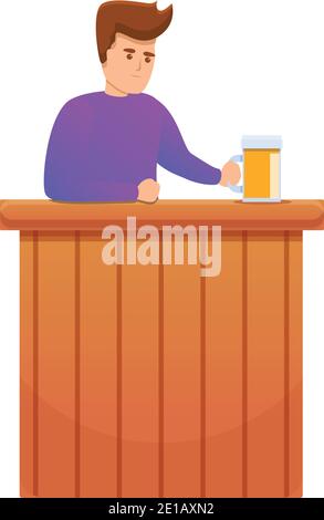 Barmen with beer mug icon. Cartoon of barmen with beer mug vector icon for web design isolated on white background Stock Vector