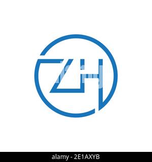 ZH Logo Design Vector Template. Initial Circle Letter ZH Vector Illustration Stock Vector