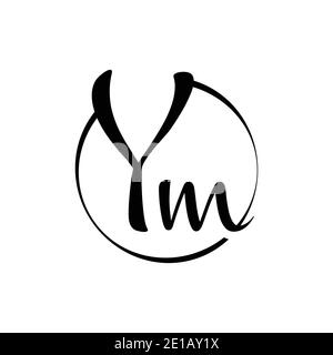 YM letter Logo Design vector Template. Abstract Script Letter YM Vector Illustration Stock Vector