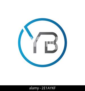 YB Logo Design Vector Template. Initial Circle Letter YB Vector Illustration Stock Vector