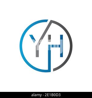 YH Logo Design Vector Template. Initial Circle Letter YH Vector Illustration Stock Vector