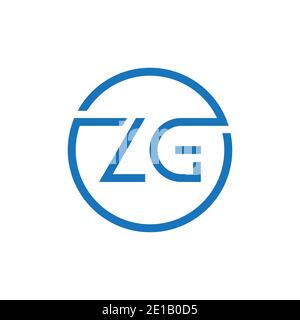 ZG Logo Design Vector Template. Initial Circle Letter ZG Vector Illustration Stock Vector