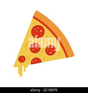 Flat isolated Slice of pepperoni pizza for web design. Stock Vector