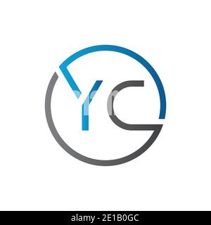 YC Logo Design Vector Template. Initial Circle Letter YC Vector Illustration Stock Vector