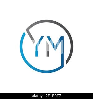 YM Logo Design Vector Template. Initial Circle Letter YM Vector Illustration Stock Vector