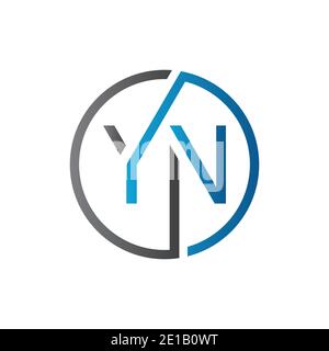 YN Logo Design Vector Template. Initial Circle Letter YN Vector Illustration Stock Vector