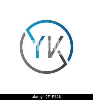 YK Logo Design Vector Template. Initial Circle Letter YK Vector Illustration Stock Vector