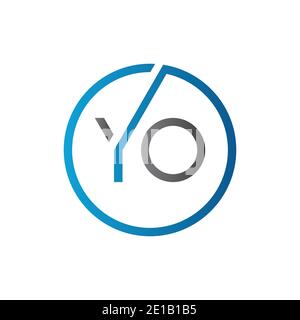YO Logo Design Vector Template. Initial Circle Letter YO Vector Illustration Stock Vector