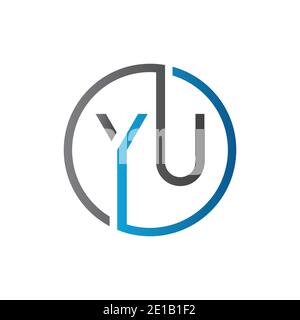 YU Logo Design Vector Template. Initial Circle Letter YU Vector Illustration Stock Vector