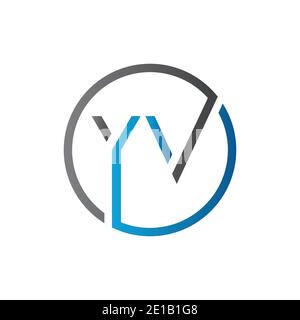 YV Logo Design Vector Template. Initial Circle Letter YV Vector Illustration Stock Vector