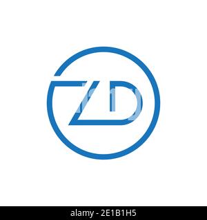ZD Logo Design Vector Template. Initial Circle Letter ZD Vector Illustration Stock Vector